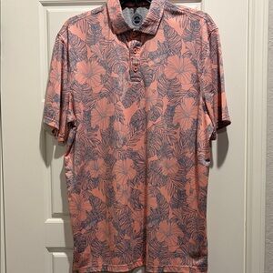 Floral Coral Polo Shirt